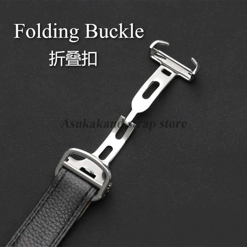 For Cartier Litchi Grain Leather Watch Strap for Tank London Key Band Folding Buckle 16mm 18mm 20mm 22mm Business Men's Bracelet view 3