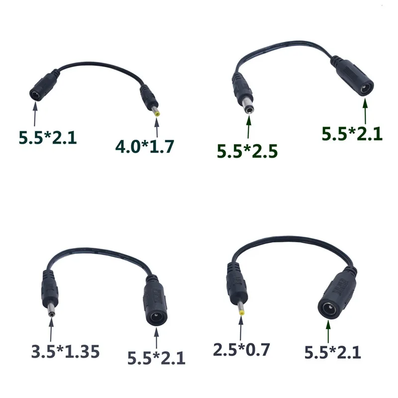 DC Power Conversion Cable 5.5x2.1mm DC Female Jack to Male Plug 5.5x2.5mm 2.5*0.7 3.5x1.35mm 4.0x1.7mm Extension Cord Connector