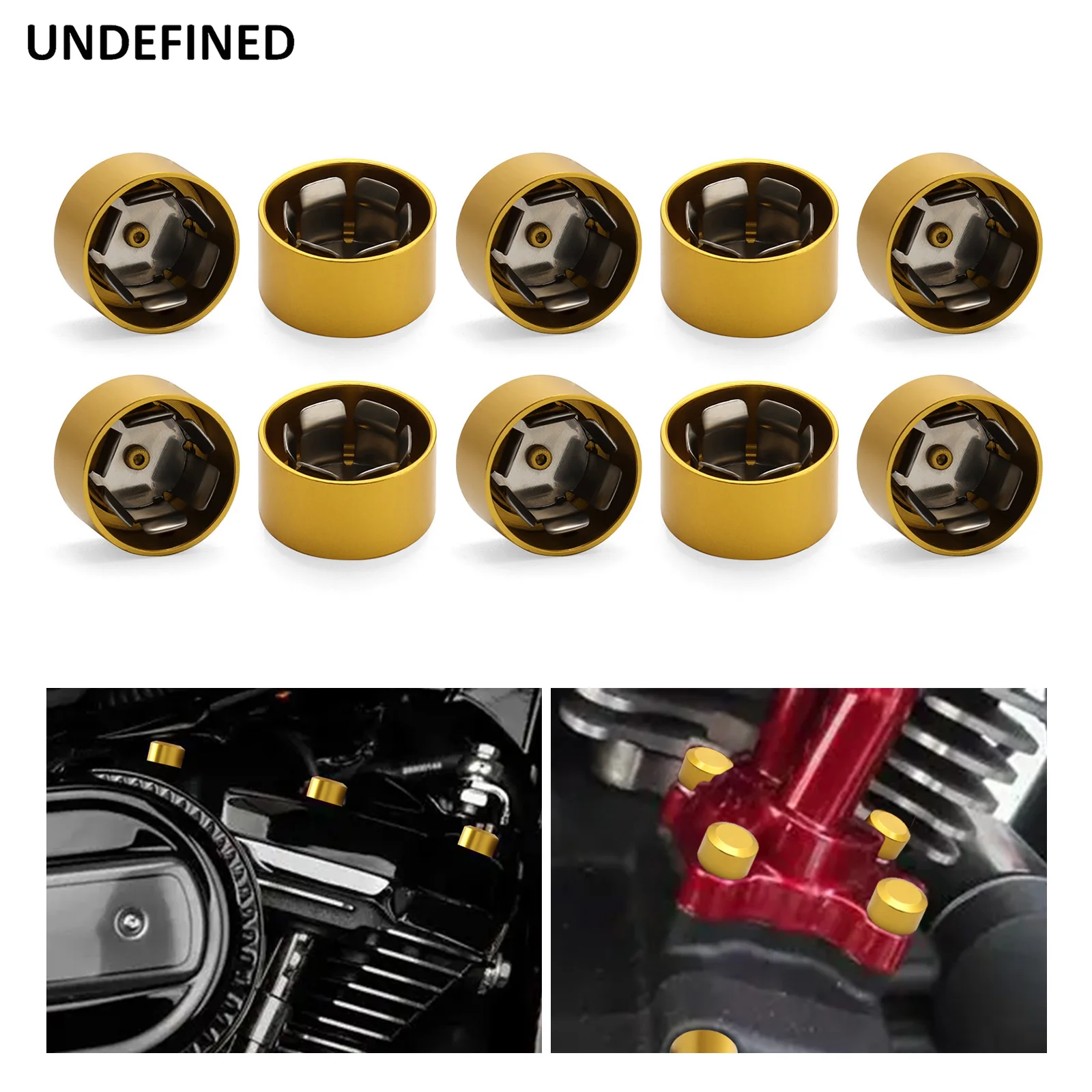 

10pcs Head Bolt Cover For Harley Twin Cam Dyna Softail Touring FLH Gold Schrauben Motor Topper Screw Caps Motorcycle Aluminum
