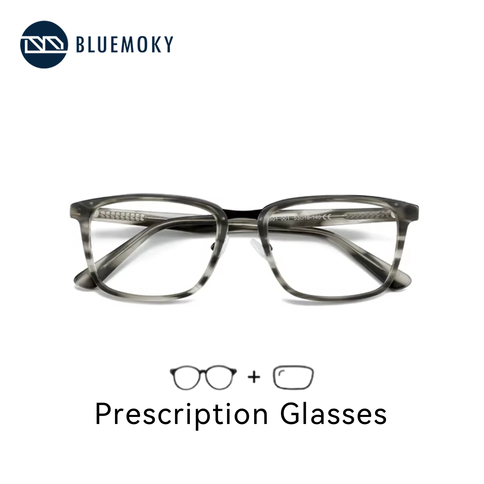 

BLUEMOKY Men's Square Prescription Glasses Anti Blue Light Myopia Optical Progressive Optical Eyewear Progressive Lenses