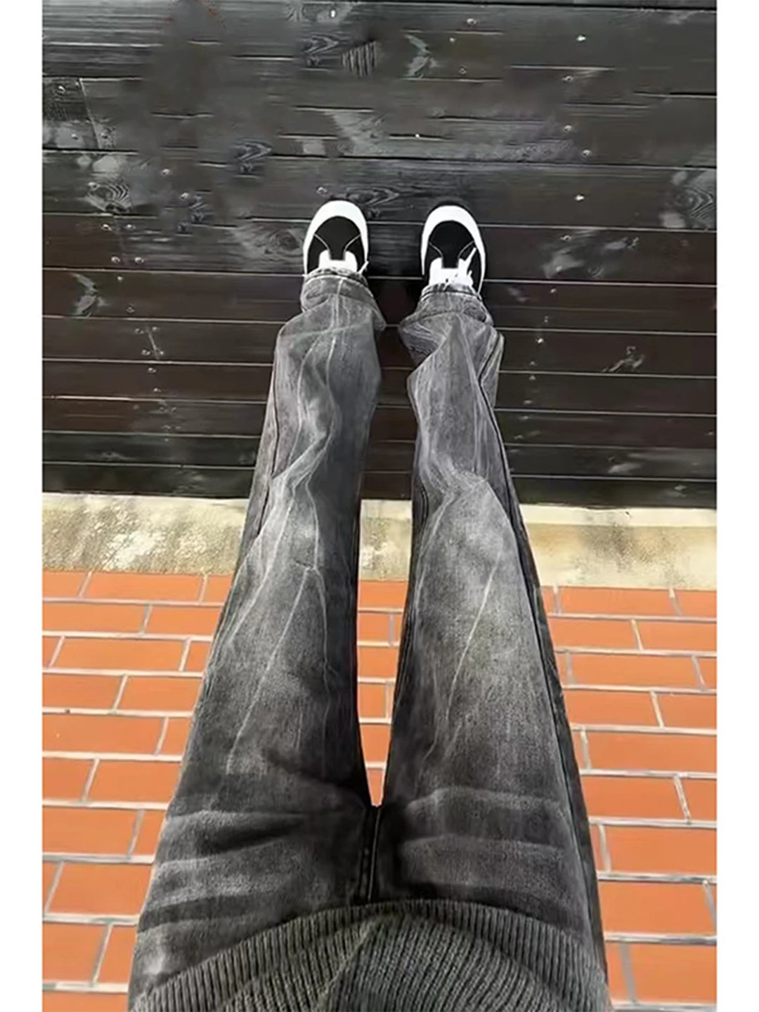 

Мужские джинсы Bla Fce Lined Knife: осенне-зимние утепленные брюки в уличном стиле, с высокой посадкой, расклешенные, прямого кроя