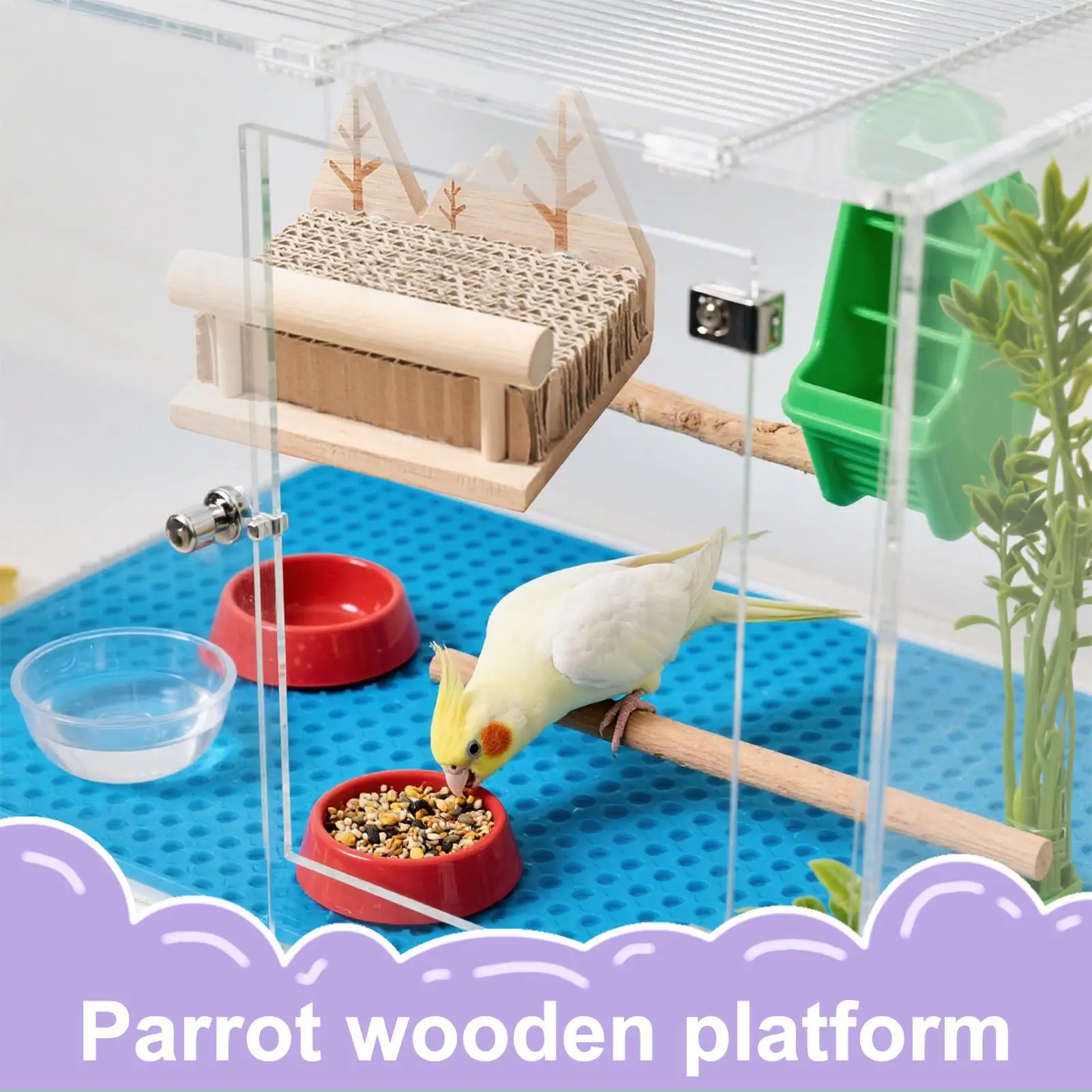 

Bird Toys Wooden Exercise Cockatiel Perch Wood Play Stand For Building Shredding Training Indoor Outdoor Cage Perch Accessories