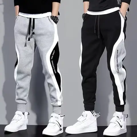 남성 검은 바지 힙합 Drawstring 조깅 패션 편안한 바지 남성 캐주얼 운동복 느슨한 탄성 허리 스포츠웨어