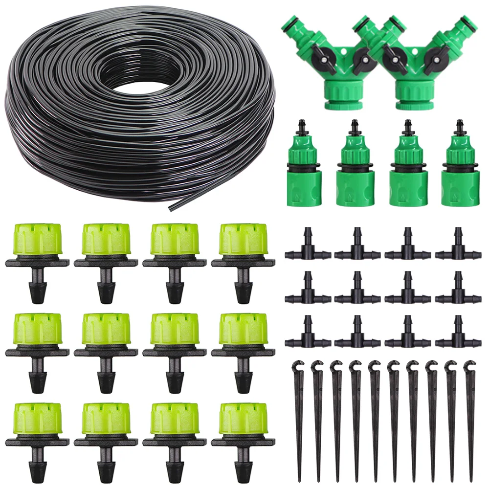 

DIY Automatic 4/7mm Hose Green Micro Drip Irrigation System Garden Spray 1/4'' Planting Self-Watering Kit Adjustable Dripper