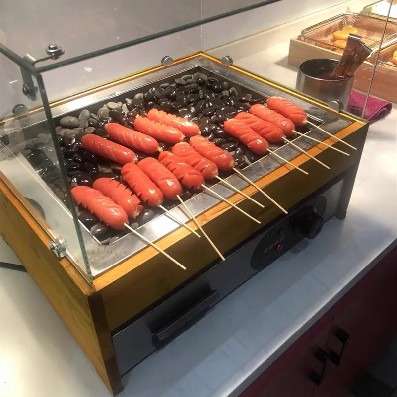 Night market stall small commercial hot dog machine desktop gas stone electric sausage machine