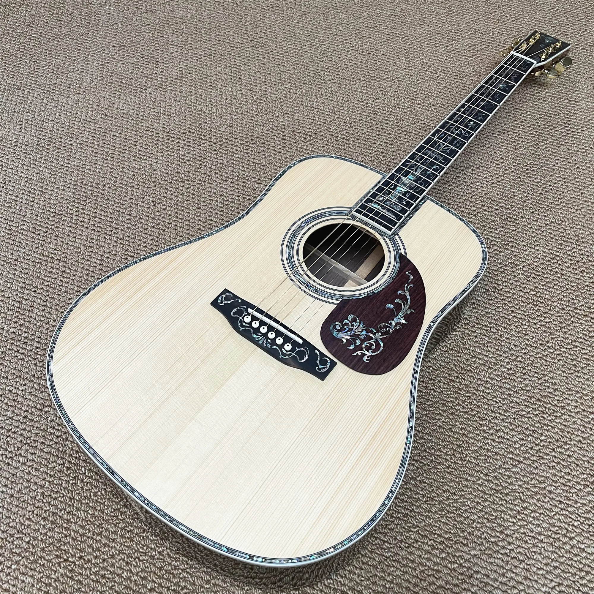 

All Solid Wood 41 Inches D Type Spruce Acoustic Guitar Real Abalone Ebony Fingerboard Rosewood Body Guitar