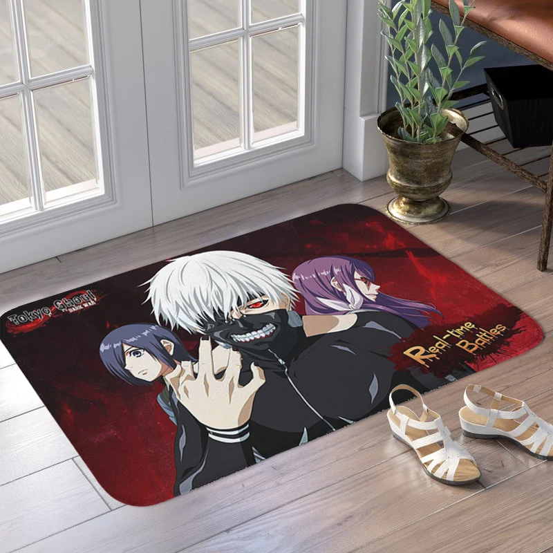 Anime Door Mat Tokyo D-Ghoul Hallway Entrance Door Doormat Bathroom Living Room Rug Slip-resistant Corridor Carpet for Kitchen