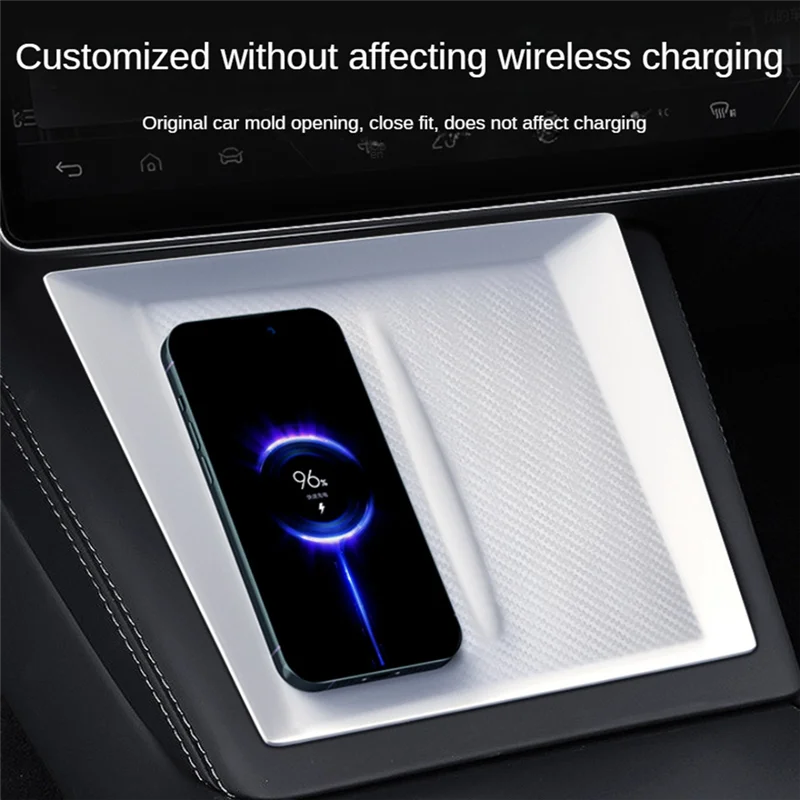 AC52-For Tesla Model 3 Highland 2024 Center Console Wireless Charger Anti-Slip Silicone Mat Interior Accessories