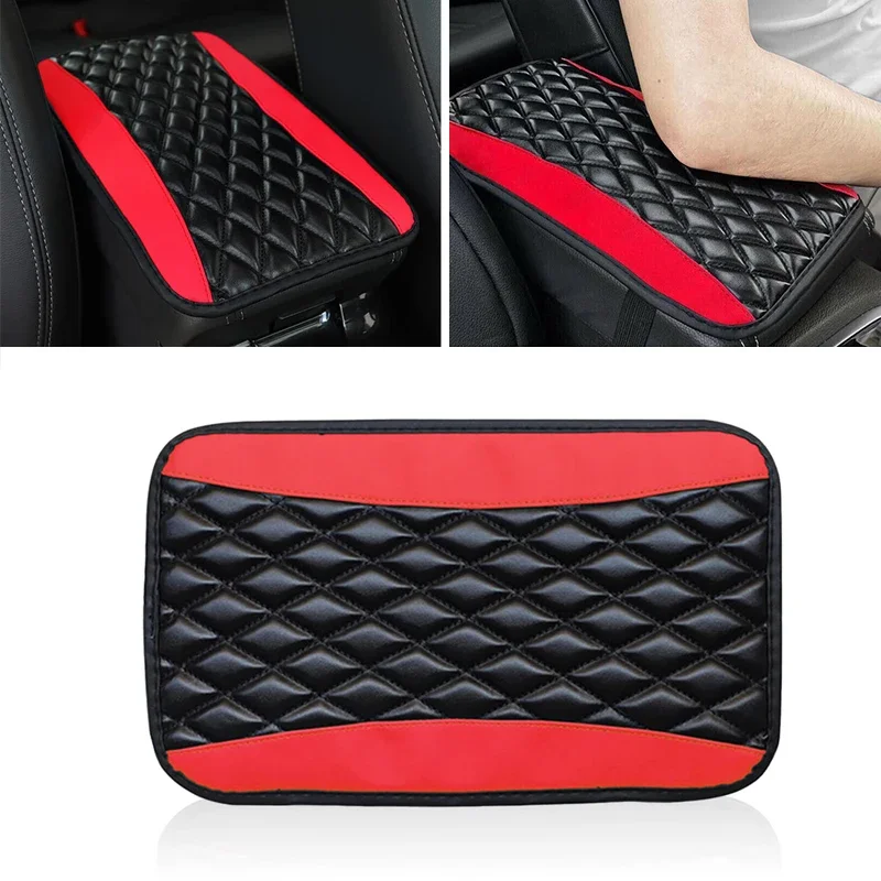 PU Leather Three-dimensional Embroidery Comfortable New Car Armrest Anti Slip Center Console Pad Car Accessories Interior