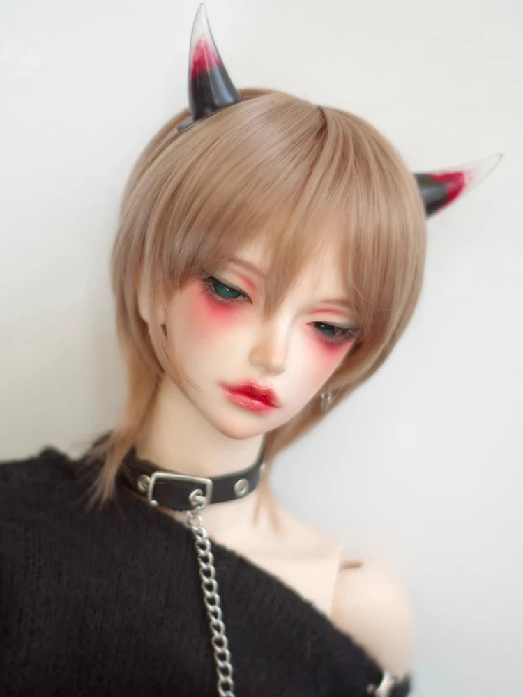 D09-P370 children handmade toy   1/6 1/4 1/3 MSD bjd doll wig High temperature short hair with slight curling