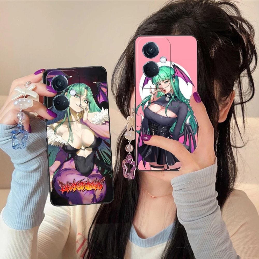 Darkstalkers Morrigan Mobile Cell Phone Case for OPPO Find X5 X3 X2 A93 Reno 8 7 Pro A74 A72 A53 Black Soft Phone Cover Shell