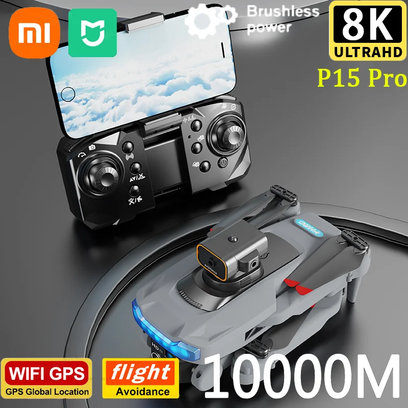 Xiaomi P15 Pro Mini Drone 8K Profesional 4K HD Camera Obstacle Avoidance Aerial Photography 5G 10Km Foldable Quadcopter Toy