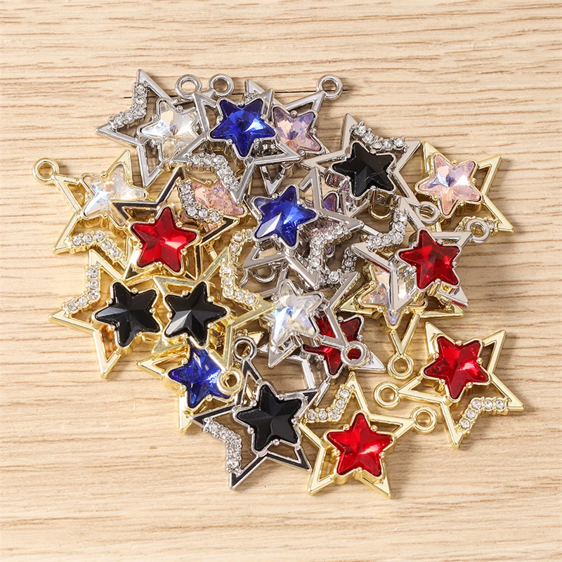 5 Stück niedliche, gemischte Metallanhänger in Form von Sternen und Wolken zum Basteln von Halsketten, Ohrringen und Armbändern, für DIY-Handarbeiten und Schmuckzubehör. – Detail 13