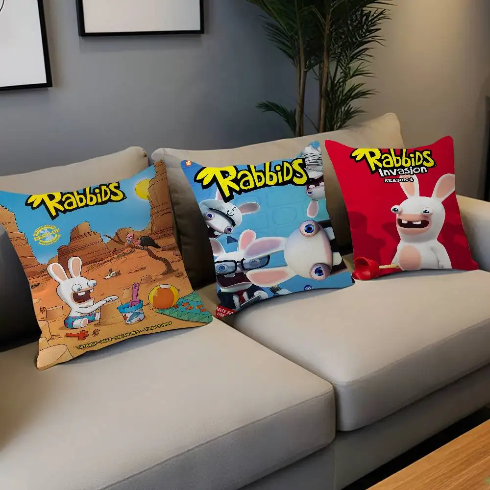 

Cartoon Raving Rabbids Game Cushion Cover Polyester Sofa Cushions Decorative Throw Pillows Home Decoration Pillowcover