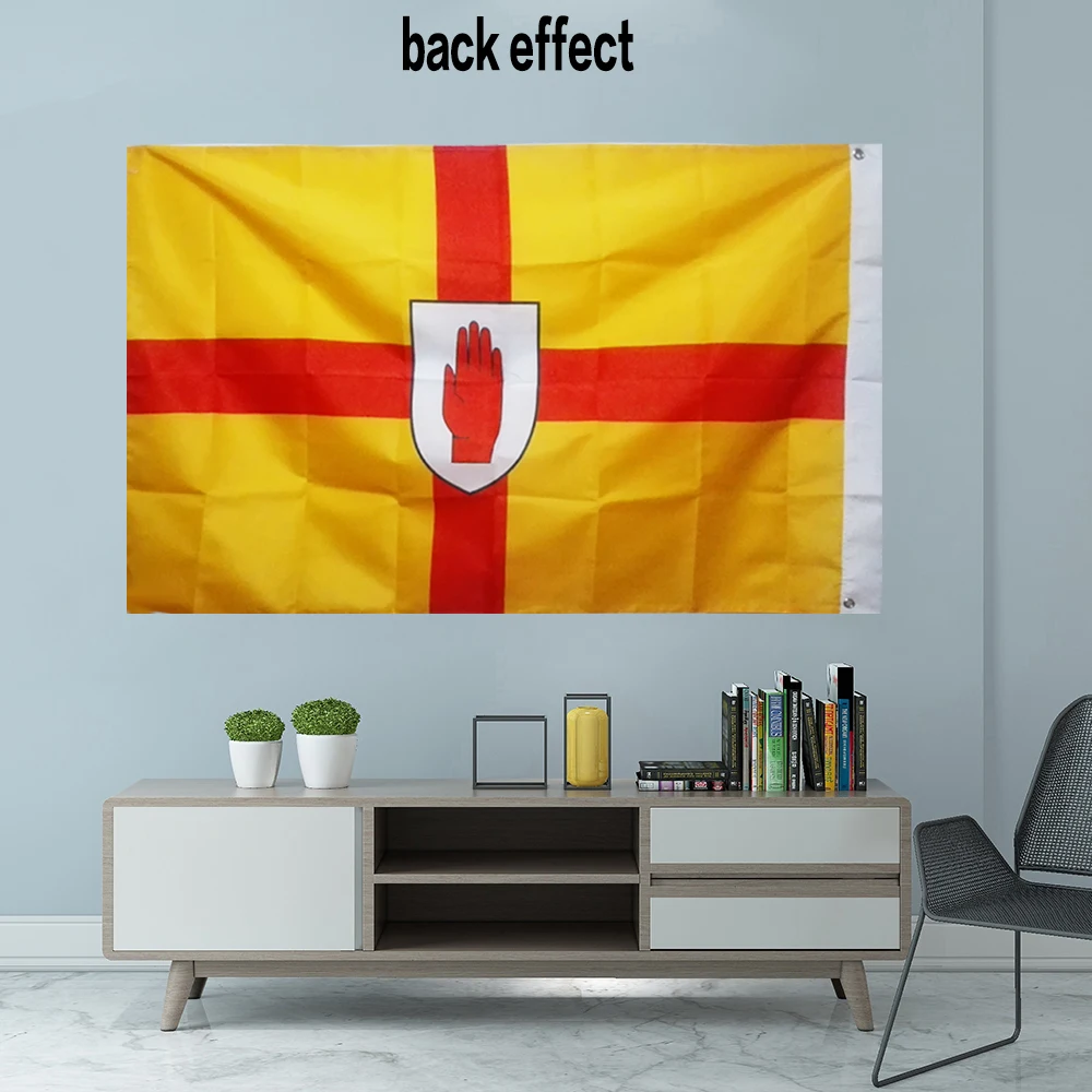 أيرلندا أولستر العلم الرسم مخصص مطبوعة معلقة راية الديكور حفلة الرياضة البوليستر رمح غطاء الحلقات 3X5FT 90X150CM #2