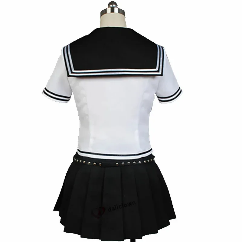 أقراط dd54danganronpa Ibuki Mioda التأثيرية، جوارب شعر مستعار، إكسسوارات كاملة، أحذية، قلادة، قميص قرن للأطفال، زي مدرسي