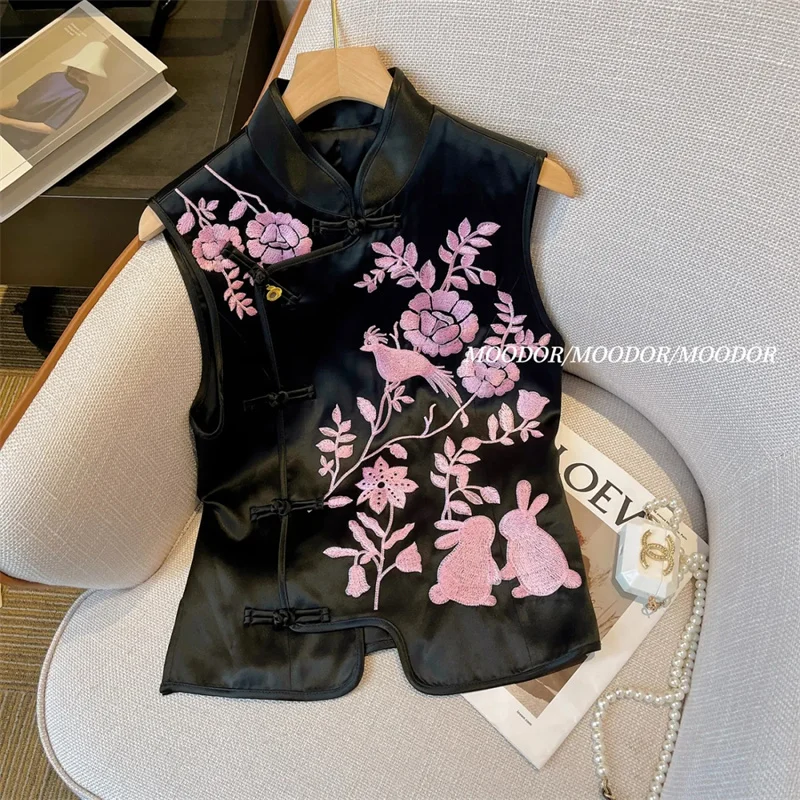 

Women vest Vests for Women New Chinese Style High-grade Vest with Buckle Embroidery Coat for Women in Summer and Tang Dynasties