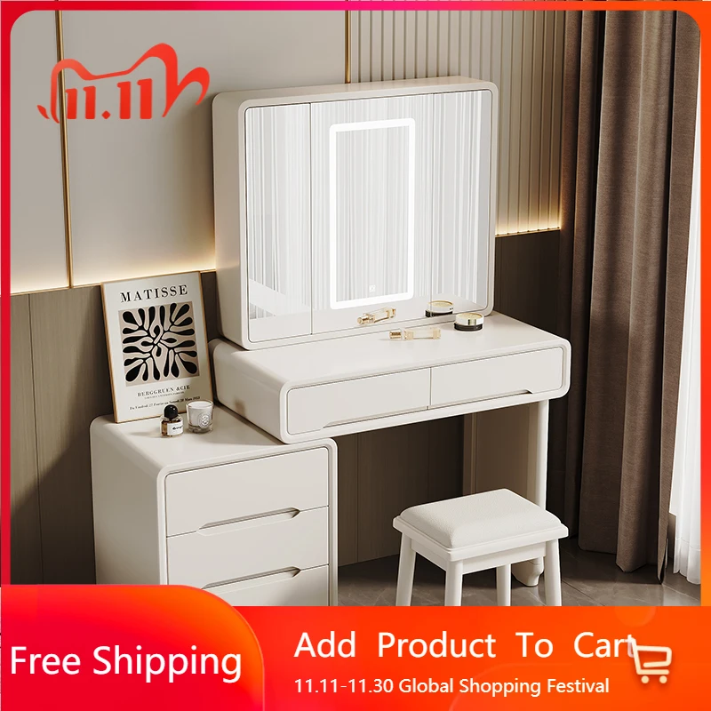 

Women Bedroom Dressing Table White Chair Mirror European Dressing Table Modern Stool Jewelry Mesa De Maquillaje Home Furniture