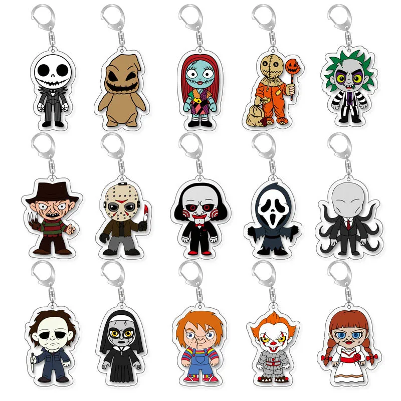 MINISO Movie The Nightmare Before Christmas Halloween Cosplay Keychain Props Accessories Backpack Acrylic Pendant Xmas Gifts