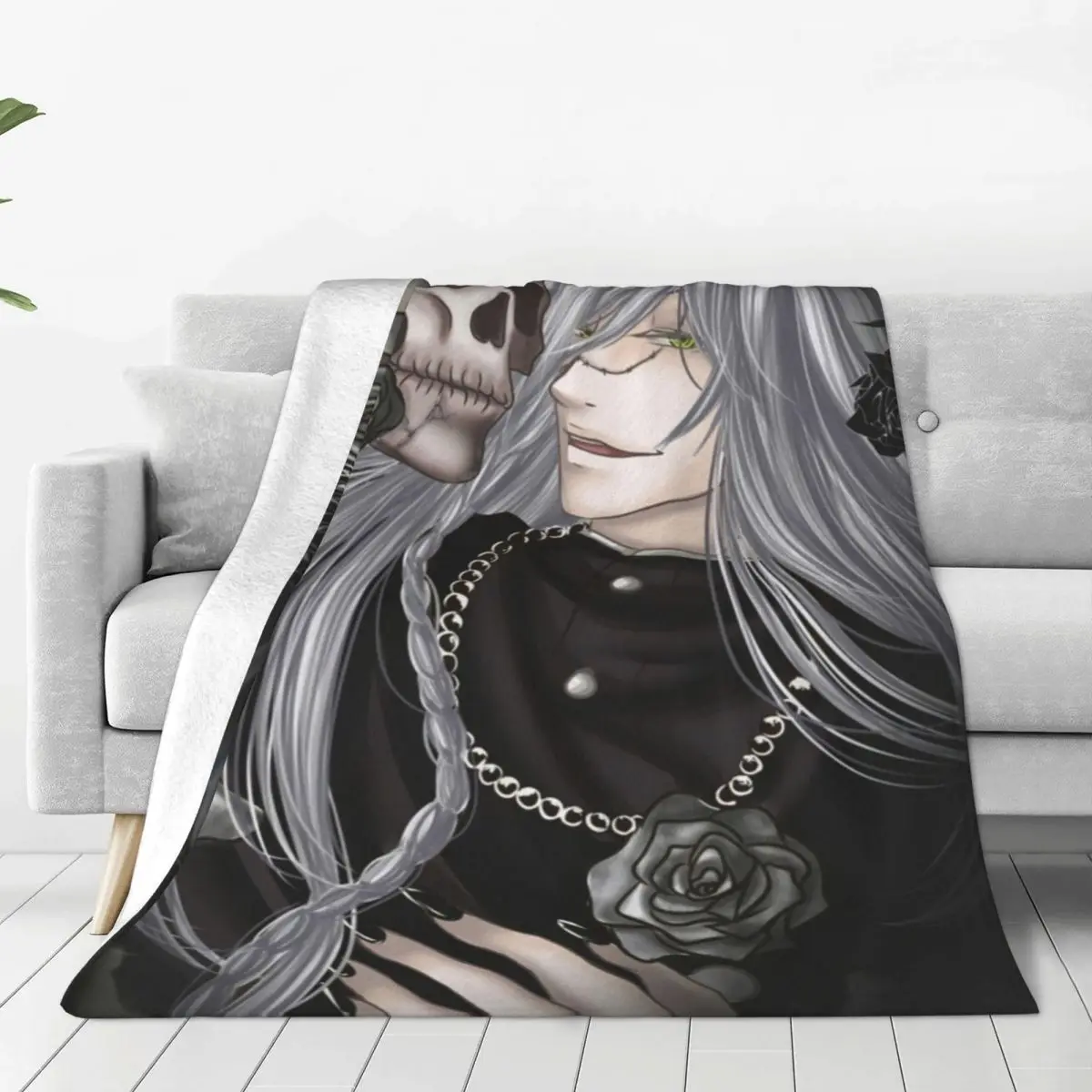 Black Butler Gothic Skull Manga Blanket Cover Fleece Lightweight Throw Blankets for Bedding Couch Bedspread