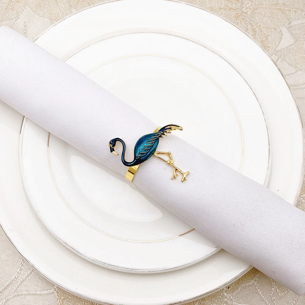

2pcs Flamingos Rings Party Napkin Decor For Wedding Banquet Gathering Flamingos Napkin Holder Table Setting Supply Kitchen Bar