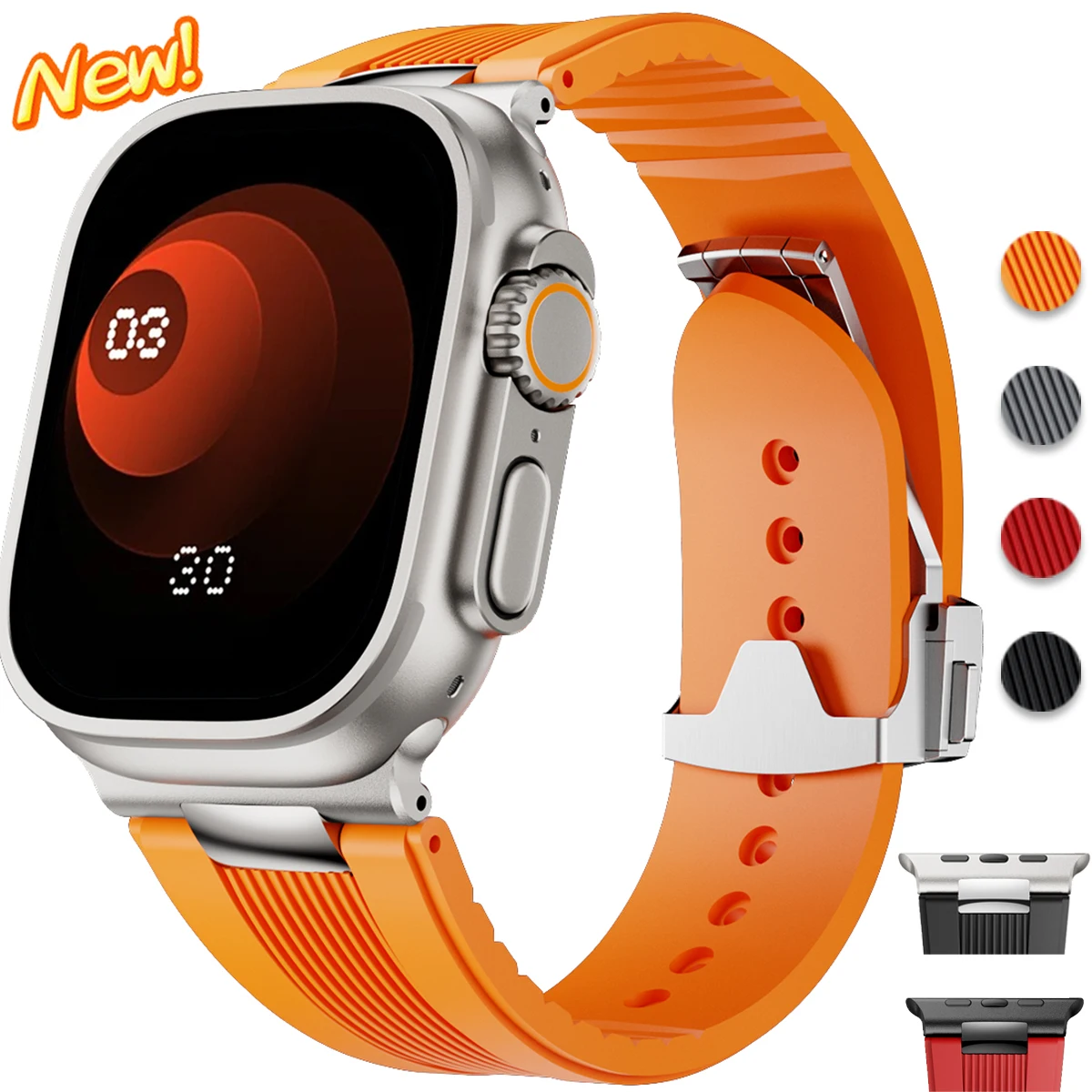 

Silicone Band for Apple Watch Ultra 3 49mm S11 S10 46mm Luxury Straps for Iwatch 6 5 4 se3 9 8 7 44mm 45mm Watchband Accessories