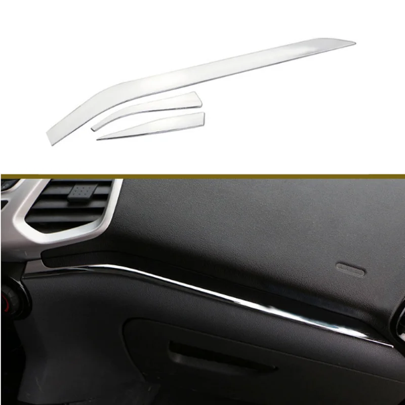 3Pcs/Set for Ford Ecosport 2013 - 2017 Abs Chrome Silver Car Glove Box Decoration Trim Storage Box Stickers  Accessories