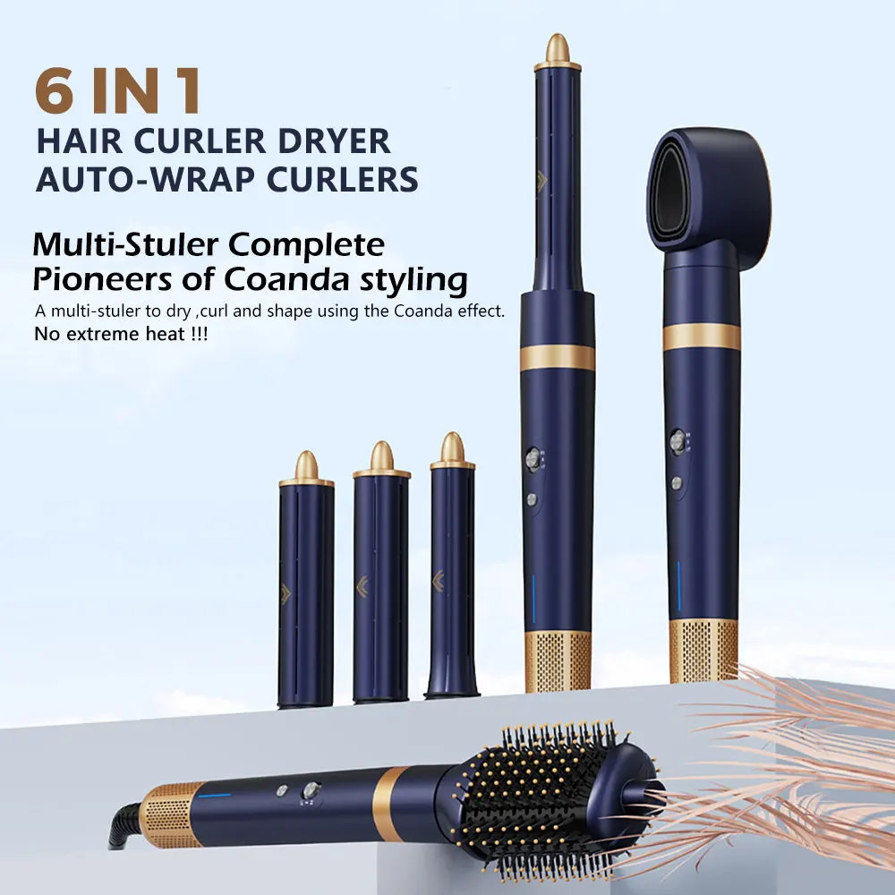 Technical Hair Hryer 6-in-1 Multi-Styler &Airwrap, Powerful Hair Dryer Brush & Multi-Styler with Auto-Wrap Curlers