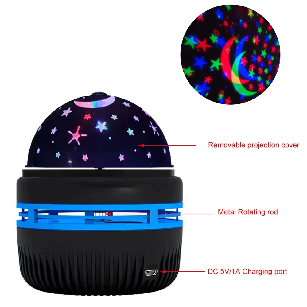 Mini LED Starry Sky Light Projection Night Light Bedside Bedroom Atmosphere Lamp Rotating Magic Ball Stage Light Projector Lamp