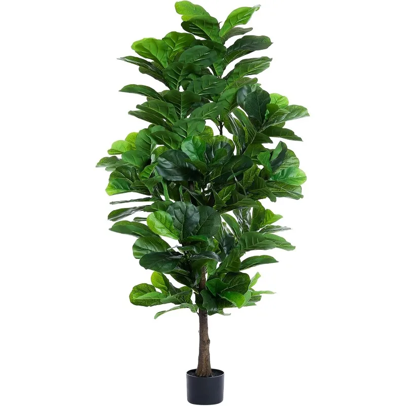 

Fiddle Leaf Fig Tree 6ft Tall Artificial Tree in Plastic Pot Fake Ficus Lyrata Plants with 184 Decorative Fiddle Leaves Faux Fig