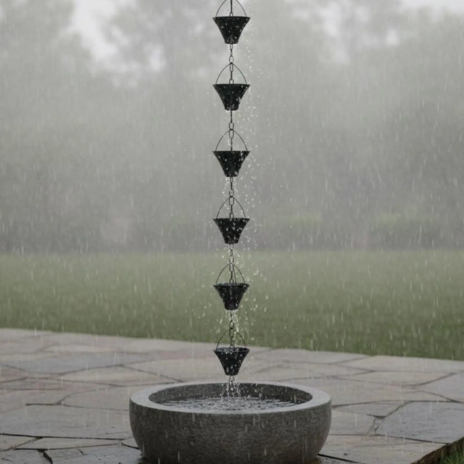 Cup Rain Chain Weather Resistant Metal Rain Chain Easy to Hang