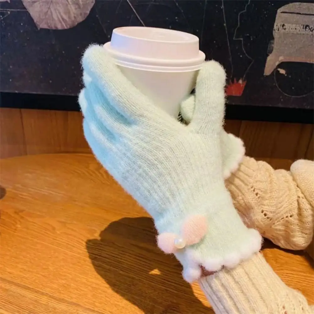 قفازات شتوية دافئة للنساء بأصابع كاملة، قفازات محبوكة مرنة بشاشة تعمل باللمس، حماية ضد الرياح من البرد #4