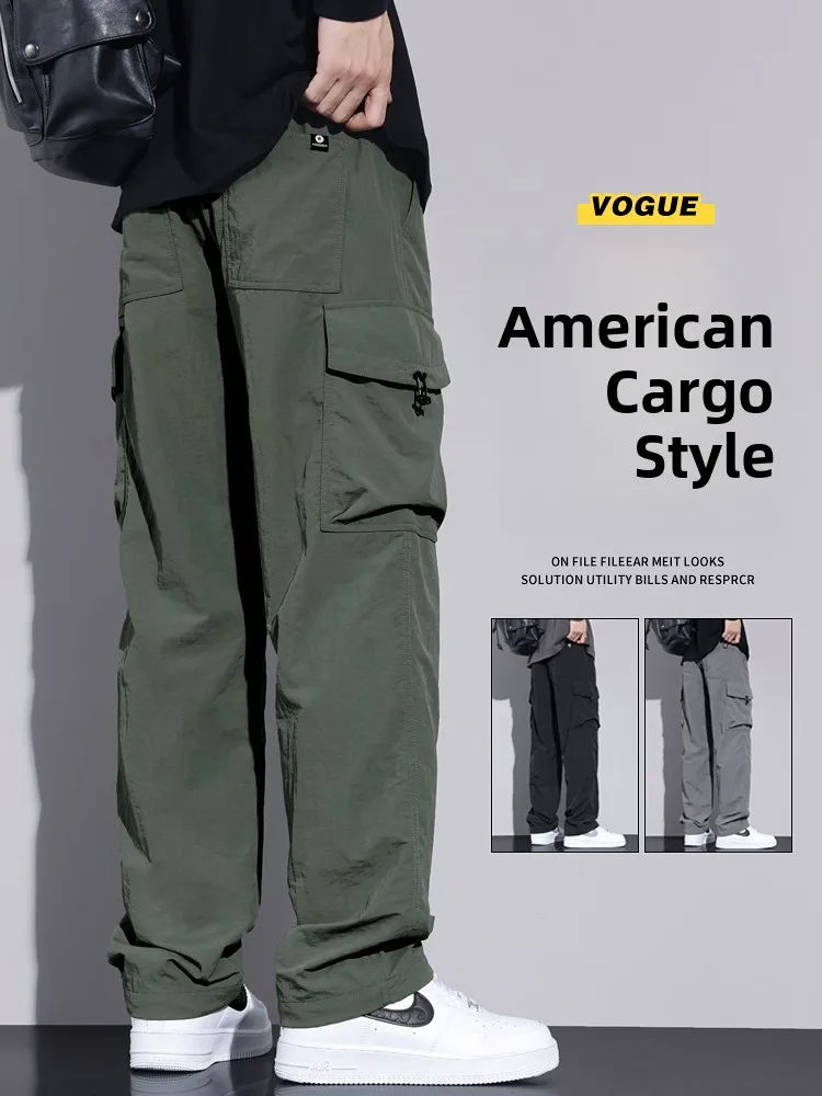 

Мужские повседневные брюки American Sle: свободные прямые брюки на весну-осень, многофункциональные, удлиненные, для работы и отдыха