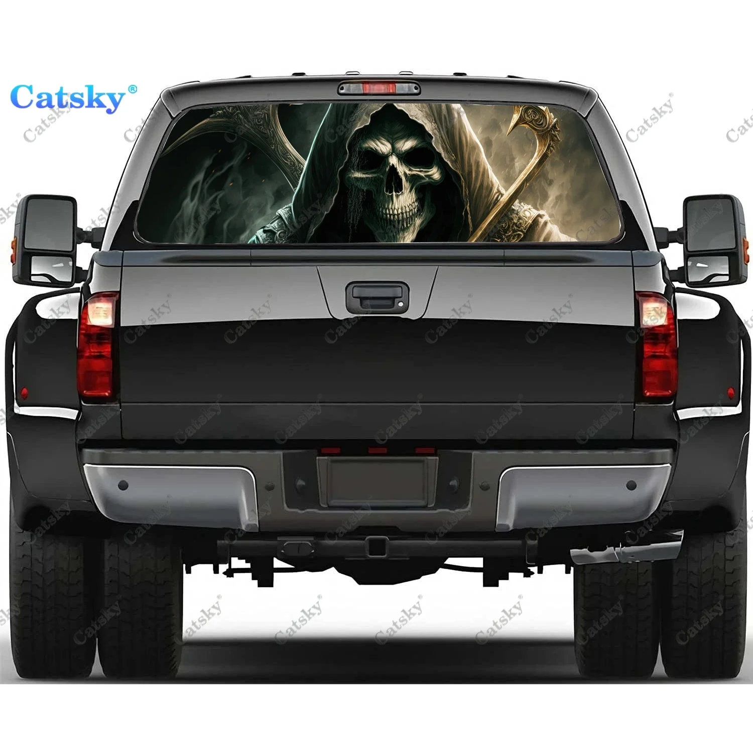 

Essence of The Grim Reaper Rear Window Decal Fit Pickup,Truck,Car Universal See Through Perforated Back Window Vinyl Sticker