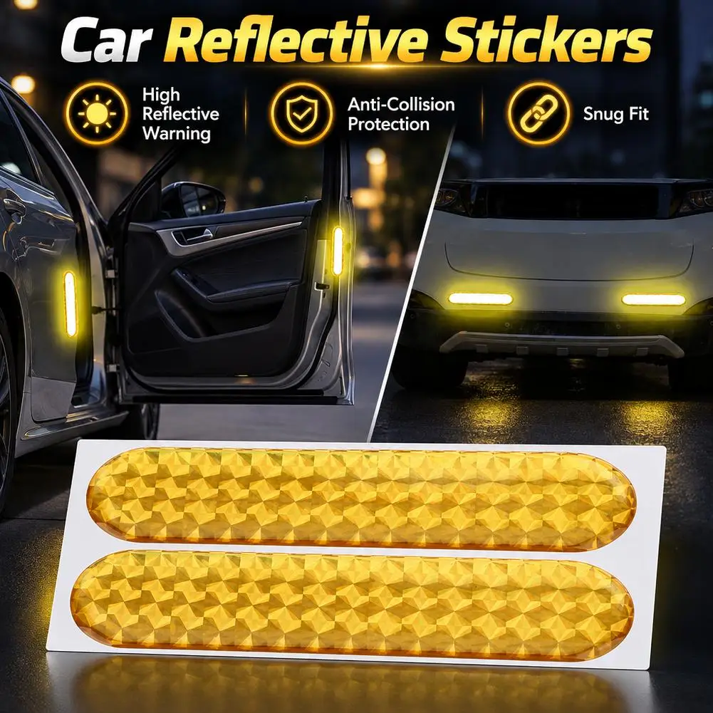 Car Side Safety Warning Reflective Stickers Warning Reflective Tape Strips Red Safety Mark Auto Reflector Stickers
