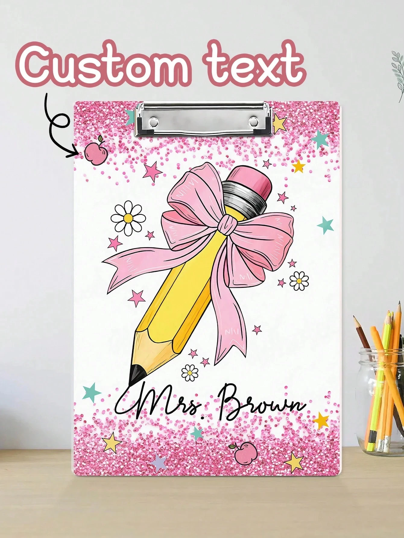 22.3*30.5CM Customized Bow Folder,Teacher Nurse Office File Clipboard,Documents Collection, Personalized Name Special File Board