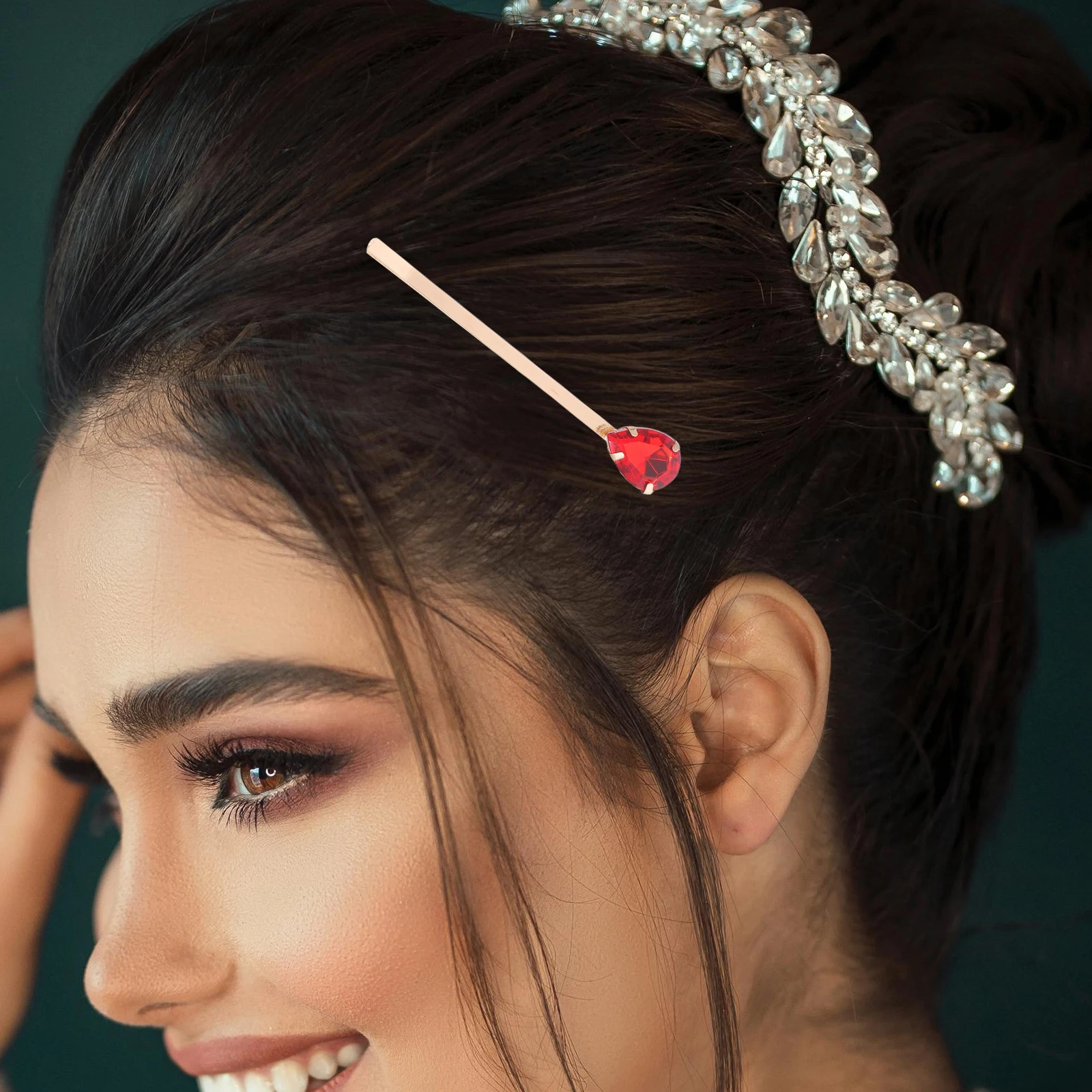 

5Pcs Golden Drill Hair Clips Alloy Short Barrettes Attractive Hairpins for Women Girls Wedding Party Fashion Hair Accessories