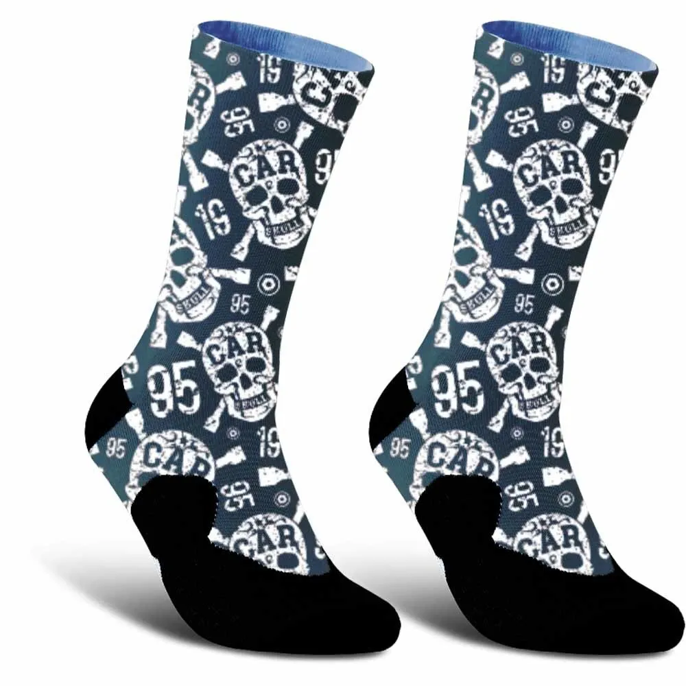 Creative digital skull pattern sports cycling socks, fashionable trend,unisex,sweat absorbing, durable, breathable, bicycle gift