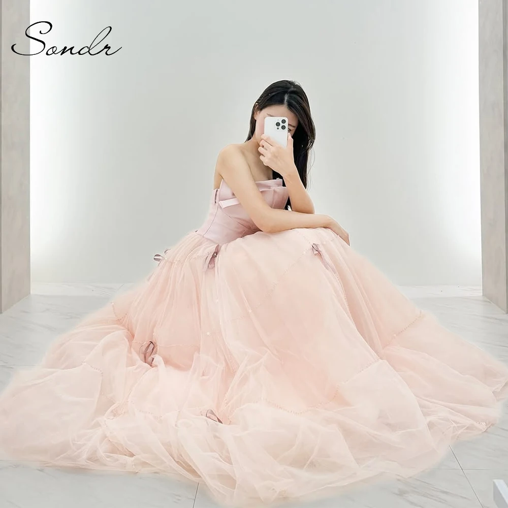 

Sondr Pink Party Long Dresses Customized Korean Style Girls Evening Dresses Elegant Wedding Snap Dresses Photo Shoot