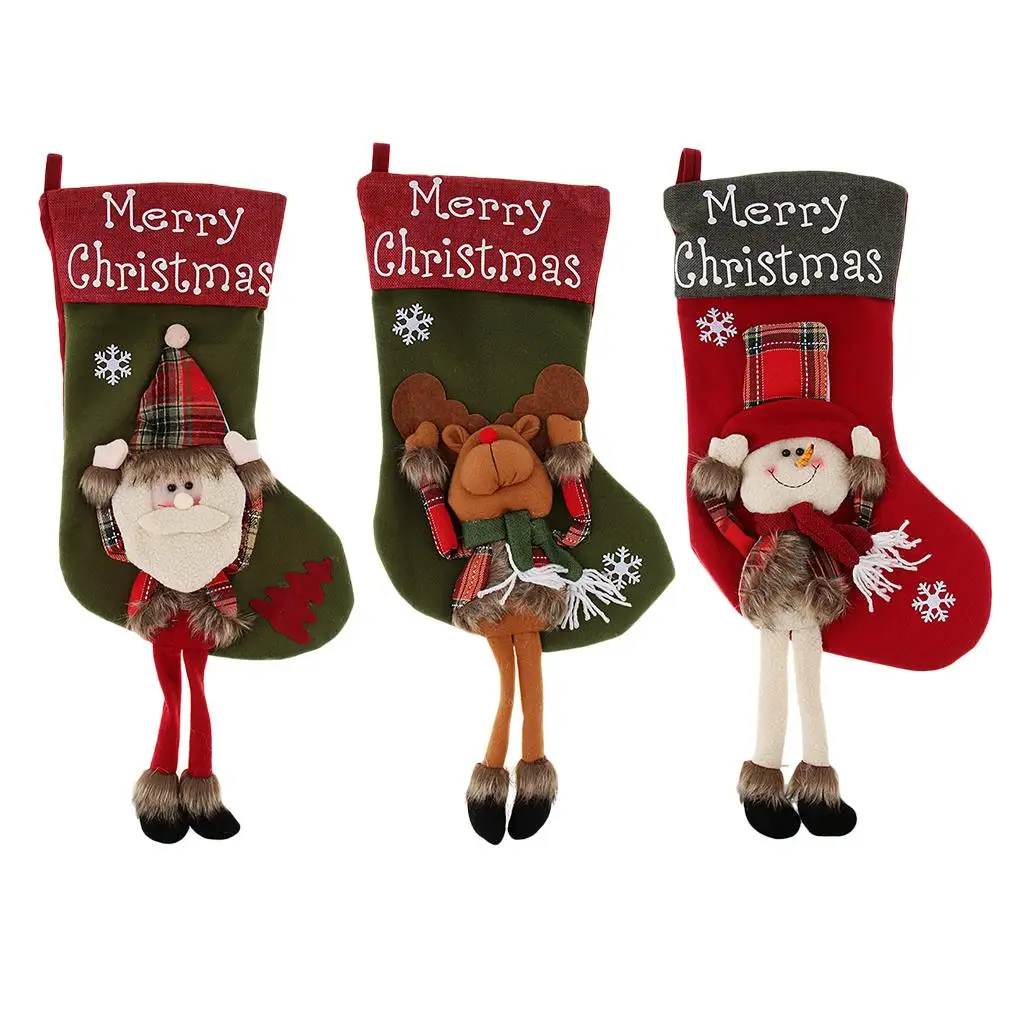 Nonwoven Christmas Stocking Large Gift Candy Socks Bag for Home Tree Hanging Holiday Decoration