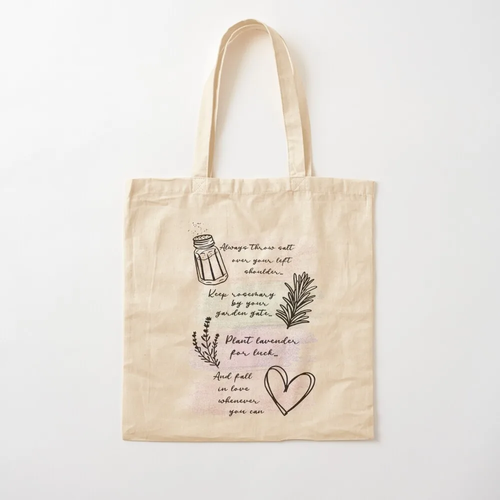 Always Throw Spilled Salt Practical Magic Inspirit Quote Tote Bag custom tote bag Women's bags Women's handbag Canvas Tote Bag