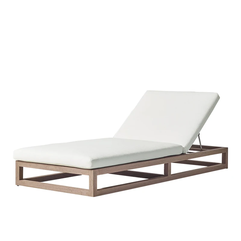 Nordic Outdoor Loungers Teak Reclining Bed Villas Hotel Swimming Pool Outdoor Waterproof Courtyard Garden Solid Wood Beach