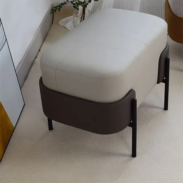 Modern Style Living Room High Quality Grey Leather Ottoman For Siting