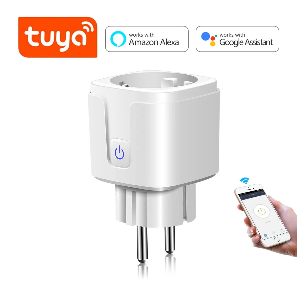 

Tuya Smart Life WiFi Smart Socket LED Light Switch 15A EU Power Plug Outlet Switch Work With Alexa Google Home Voice Control