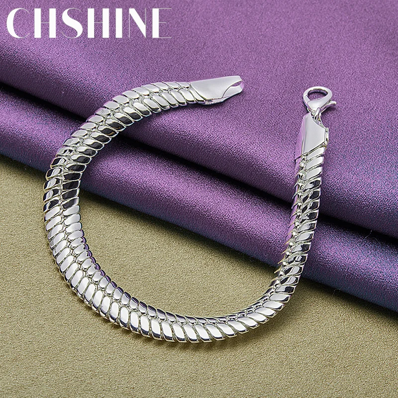 

CHSHINE 925 Sterling Silver Men 10mm Sanke Chain Bracelet For Women Fashion Charm Jewelry Wedding Party Gifts