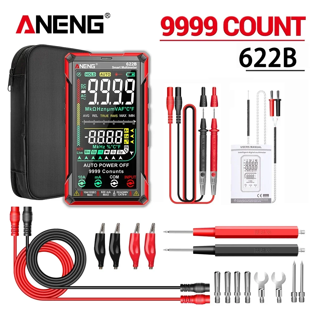 

ANENG 622B Multimeter Endurance Test NCV 9999 Counts Infrared Laser Tester 10A Long Voltage Diode Multitester Meter Analog Tools