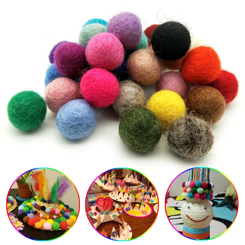 10pcs 15mm Wool Balls Colorful Round Felt Pompom Ball DIY Handmade Crafts Accessories Kids Toys Christmas Wedding Party Decor