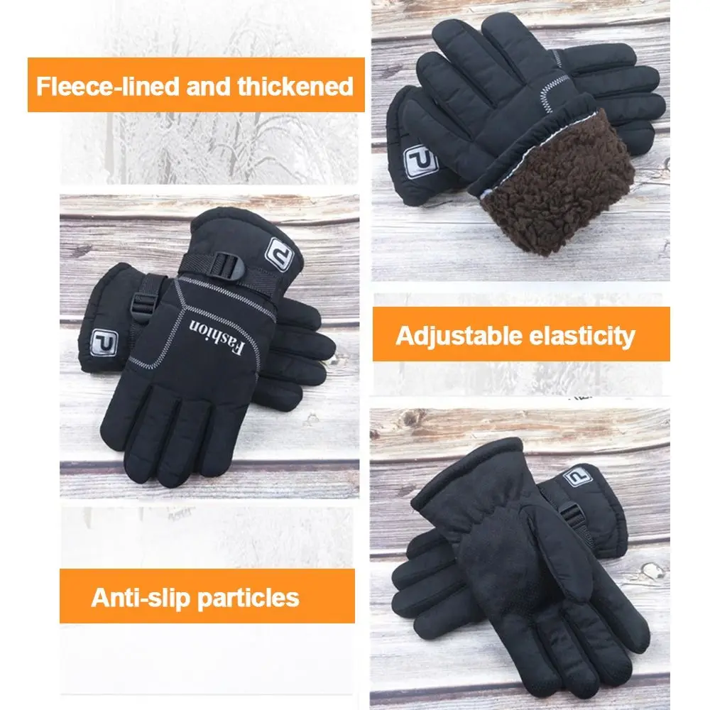 قفازات تزلج مفيدة مقاومة للماء، قفازات ثلج مريحة حرارية دافئة، قفازات شتوية مبطنة بالصوف لركوب الدراجات