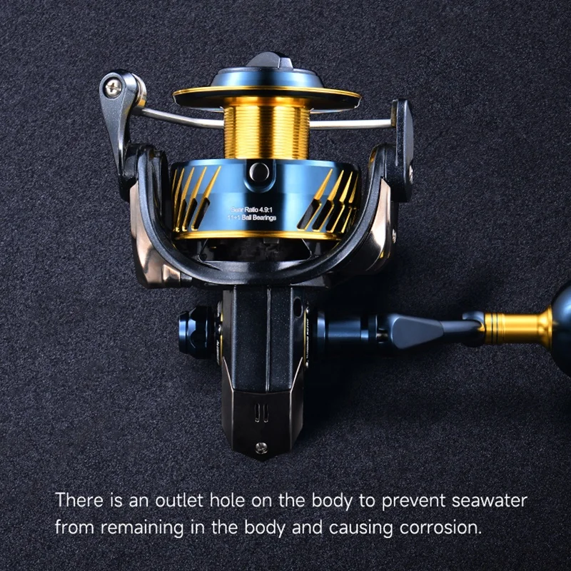 بكرة غزل OEM 4000 6000 8000 10000 14000 سلسلة جسم ألومنيوم معدني 25 كجم أقصى سحب بكرات صيد كبيرة للمياه المالحة في أعماق البحار #5