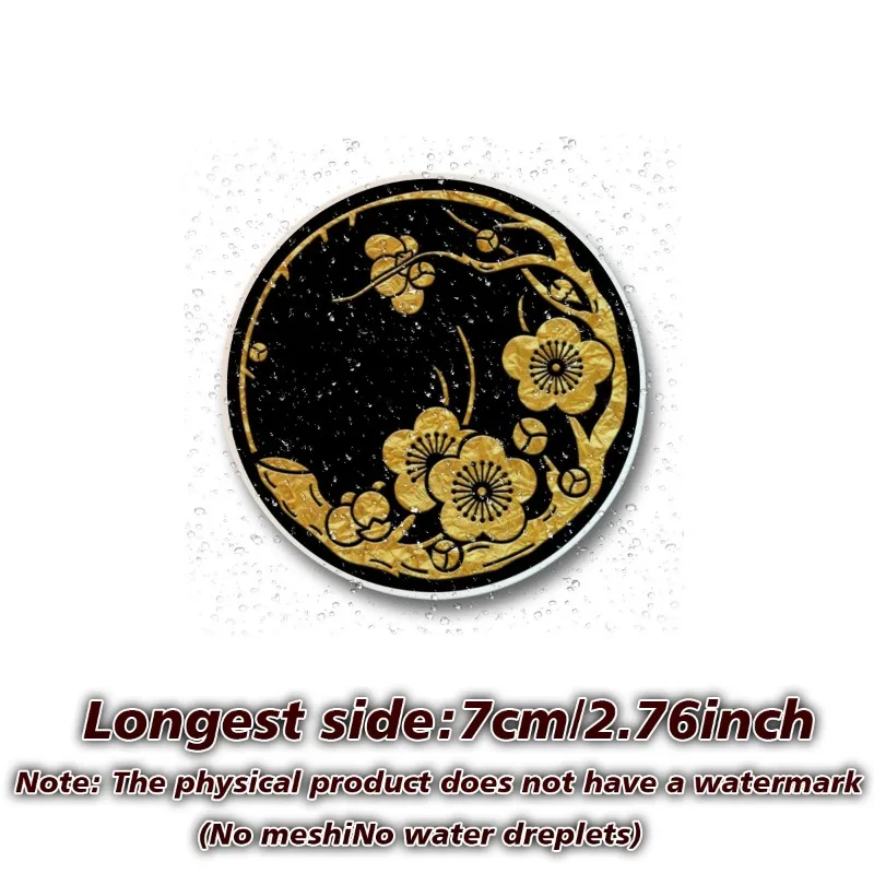 2D Flat Japanese Plum Blossom Round Vinyl Sticker, Waterproof Decal For Laptop, Motorcycle, Helmet, Fridge Decor, Holiday Gift